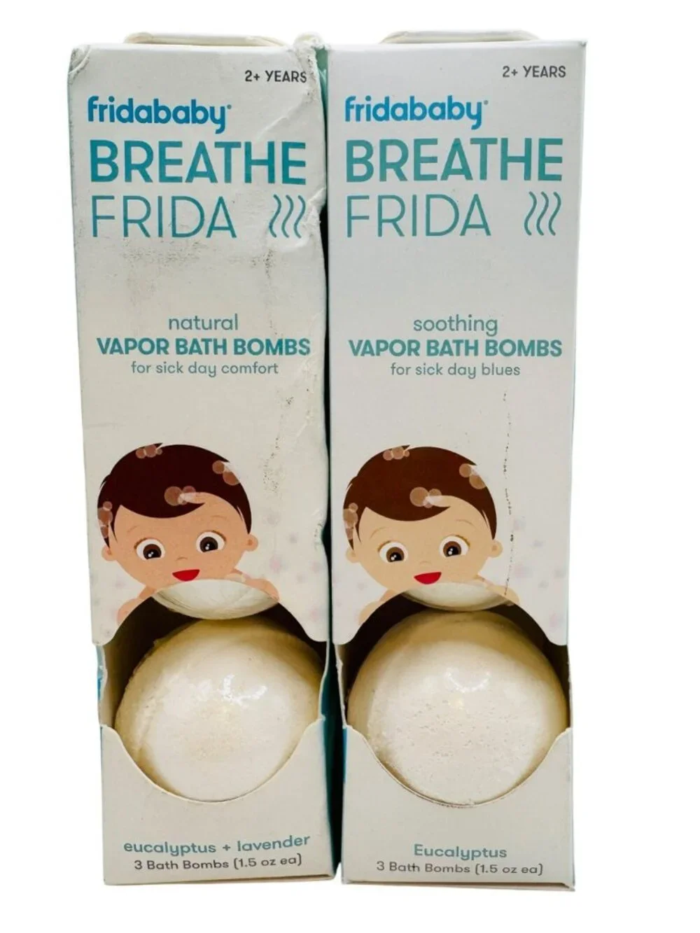 2 pack Fridababy Breathe Frida Soothing Vapor Bath Bombs Eucalyptus & Lavender